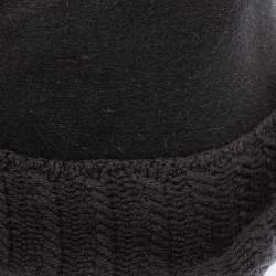 Pre Owned قبعة لورو بيانا فيدورا حافة تريكو كشميرو فرو أرنب رصاصي داكن مقاس صغير (سمول)