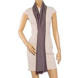 Pre Owned Loro Piana Purple & Brown Striped Cashmere Silk Stole