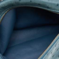 Pre Owned Loro Piana Blue Ostrich Zip Pouch