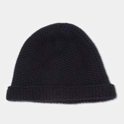 Pre Owned Loro Piana Dark Blue Chunky Knit Cashmere Beanie