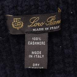 Pre Owned Loro Piana Dark Blue Chunky Knit Cashmere Beanie