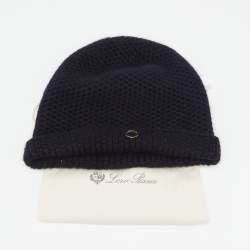 Pre Owned Loro Piana Dark Blue Chunky Knit Cashmere Beanie