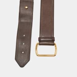 Pre Owned Loro Piana Brown Leather Buckle Belt 95CM