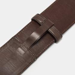 Pre Owned Loro Piana Brown Leather Buckle Belt 95CM