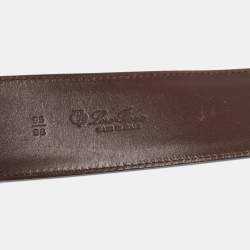 Pre Owned Loro Piana Brown Leather Buckle Belt 95CM