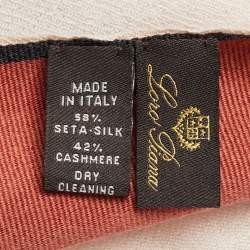 Pre Owned Loro Piana Pale Pink Striped Cashmere & Silk Shawl