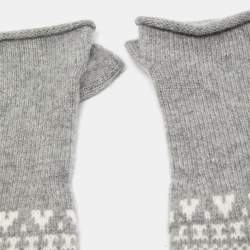Pre Owned Loro Piana Grey Cashmere Fox Fur Detailed Fingerless Gloves S