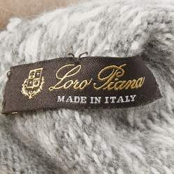 Pre Owned Loro Piana Grey Cashmere Fox Fur Detailed Fingerless Gloves S