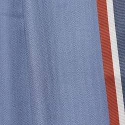 Pre Owned Loro Piana Midnight Blue Striped Cashmere & Silk Stole