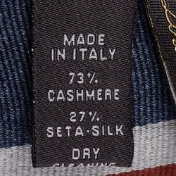 Pre Owned Loro Piana Midnight Blue Striped Cashmere & Silk Stole