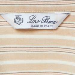 Pre Owned Loro Piana Beige Stripe Print Silk Buttoned-Up Shirt M