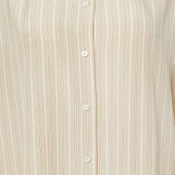 Pre Owned Loro Piana Beige Stripe Print Silk Buttoned-Up Shirt M