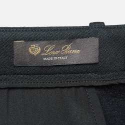 Pre Owned Loro Piana Black Stretch Wool Blend Straight-Leg Trousers M