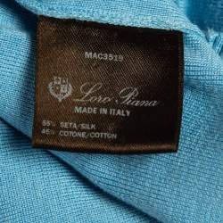 Loro Piana Blue Rib Knit Sorbonne Polo T-Shirt S