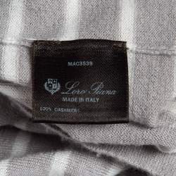 Pre Owned Loro Piana Grey Striped Cashmere Knit Sweater M