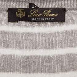 Pre Owned Loro Piana Grey Striped Cashmere Knit Sweater M