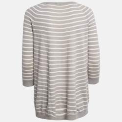 Pre Owned Loro Piana Grey Striped Cashmere Knit Sweater M