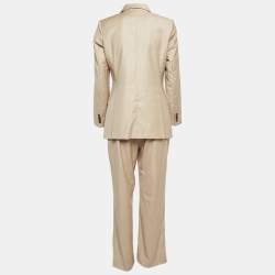Pre Owned Loro Piana Beige Wool Single Breasted Pantsuit M