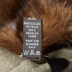 Pre Owned Loro Piana Beige Cashmere Front Open Detachable Fur Collar Coat L