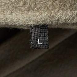 Pre Owned Loro Piana Beige Cashmere Front Open Detachable Fur Collar Coat L