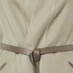 Pre Owned Loro Piana Beige Cashmere Front Open Detachable Fur Collar Coat L