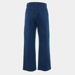 Pre Owned Loro Piana Navy Blue Denim Wide Leg Jeans M Waist 32"