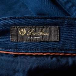 Pre Owned Loro Piana Navy Blue Denim Wide Leg Jeans M Waist 32"