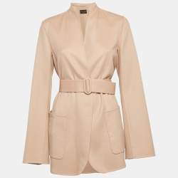 Loro Piana Brown Cashmere Open Front Jacket M