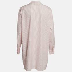 Pre Owned Loro Piana Pink Pinstripe Cotton Blend Tunic Top M