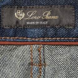 Pre Owned Loro Piana Dark Blue Wool and Cotton Denim Jeans M Waist 27"