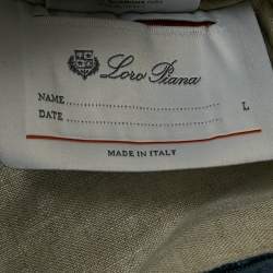 Pre Owned Loro Piana Blue Linen Straight Leg Trousers L