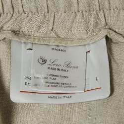 Pre Owned Loro Piana Blue Linen Straight Leg Trousers L