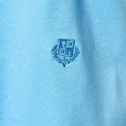 Pre Owned Loro Piana Blue Logo Embroidered Cotton T-Shirt M