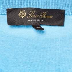 Pre Owned Loro Piana Blue Logo Embroidered Cotton T-Shirt M