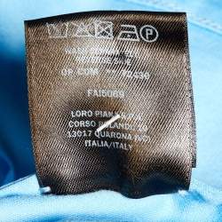 Pre Owned Loro Piana Blue Logo Embroidered Cotton T-Shirt M