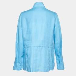 Pre Owned Loro Piana Blue Linen Traveller Jacket L