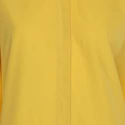 Pre Owned Loro Piana Yellow Cotton Macramé Lace-Trimmed Midi Dress M