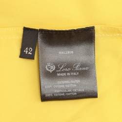 Pre Owned Loro Piana Yellow Cotton Macramé Lace-Trimmed Midi Dress M