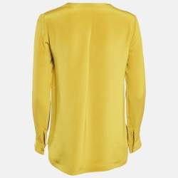 Pre Owned Loro Piana Green Silk Long Sleeve Blouse S