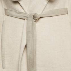 Pre Owned Loro Piana Beige Fur Trim Cashmere Salzburg Cape M