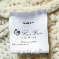 Pre Owned Loro Piana Cream/Grey Baby Cashmere Cable Knit Sweater S