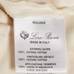Pre Owned Loro Piana Cream Cotton Applique Work Detail T-Shirt M