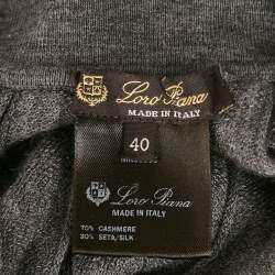 Pre Owned Loro Piana Grey Pleated Cashmere Knit Long Skirt S