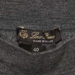 Pre Owned Loro Piana Grey Pleated Cashmere Knit Long Skirt S