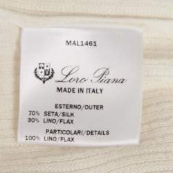 Pre Owned Loro Piana Off-White/Ivory Linen and Silk Knit Tunic Top M 