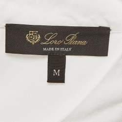 Pre Owned Loro Piana Off-White/Ivory Linen and Silk Knit Tunic Top M 
