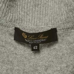 Pre Owned Loro Piana Grey Cashmere Knit Zip Up Hooded Jacket M