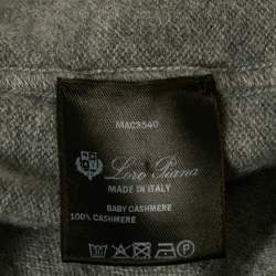 Pre Owned Loro Piana Grey Cashmere Knit Zip Up Hooded Jacket M