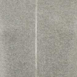 Pre Owned Loro Piana Grey Cashmere Knit Zip Up Hooded Jacket M