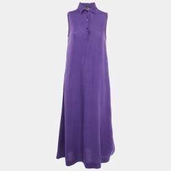 Loro Piana Purple Linen Sleeveless Long Dress M